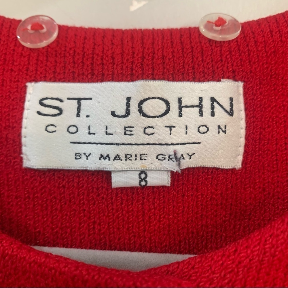 St John Cardigan Jacket Gold Button Down Long in Red - Picture 6 of 6